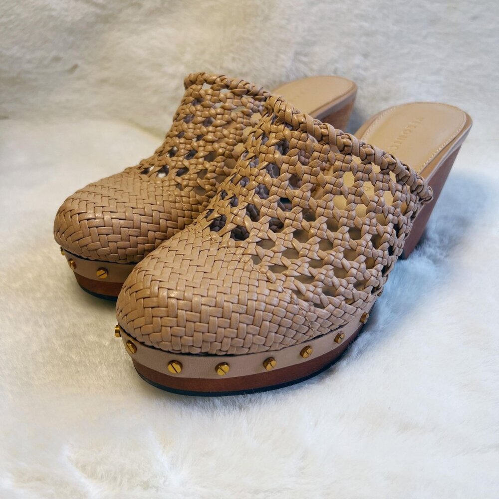 Veronica Beard Hardie Woven Leather Clogs
